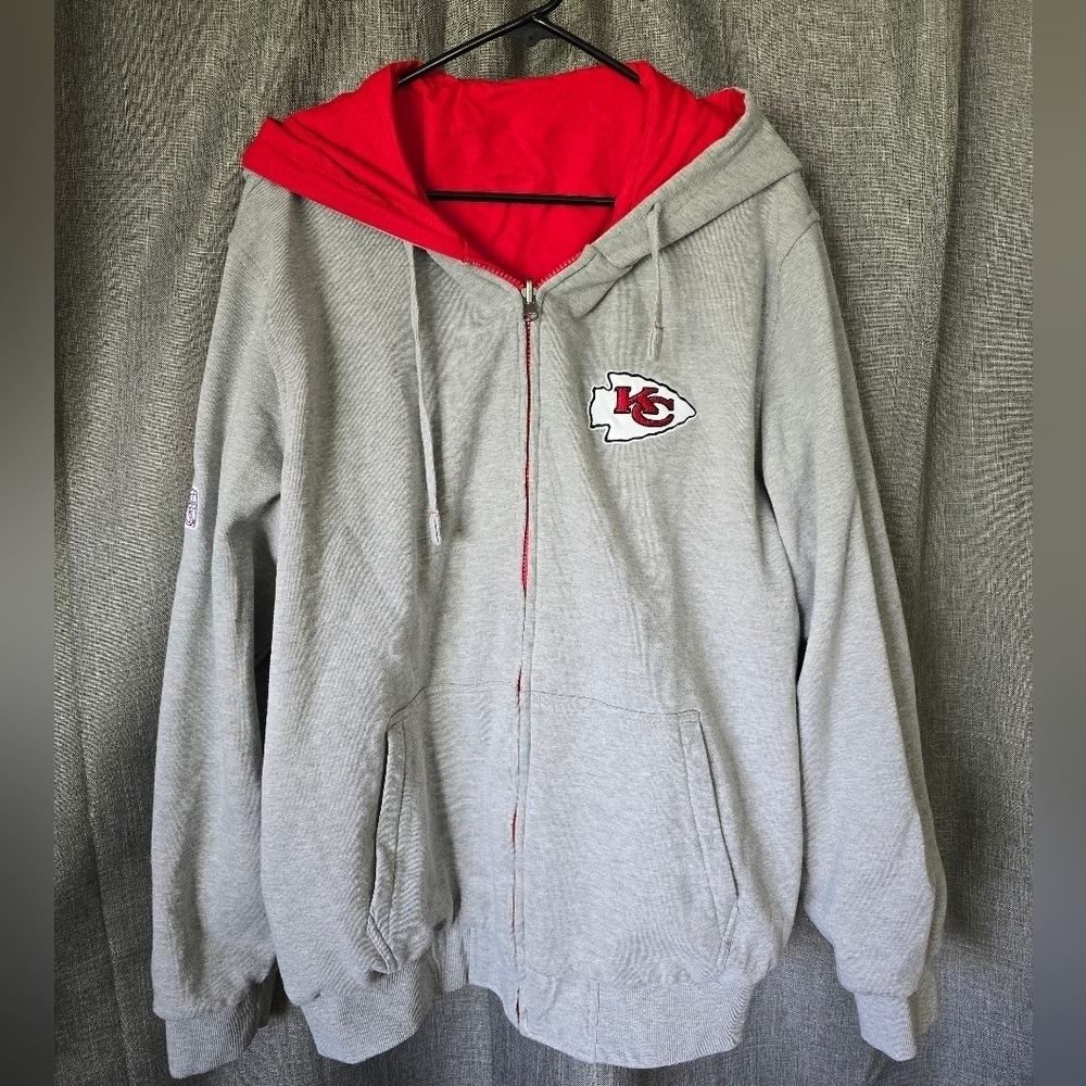 Kansas City Chiefs Full Zip Reversible Hoodie Mens Size XXL NFL